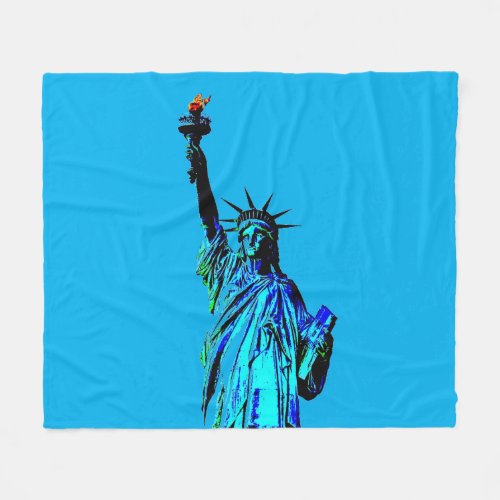 Blue Statue of Lady Liberty Fleece Blanket