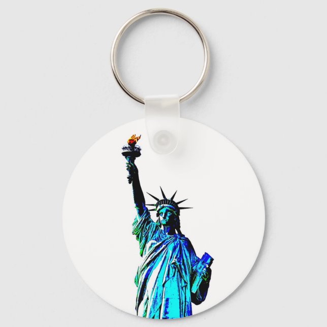 Blue Statue of Lady Liberty Keychain (Front)