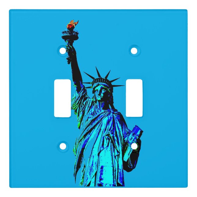 Blue Statue of Lady Liberty Light Switch Cover (Front)