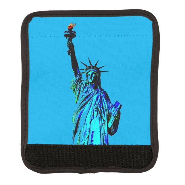Blue Statue of Lady Liberty Luggage Handle Wrap (Front)