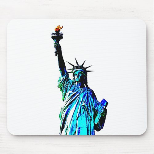 Blue Statue of Lady Liberty Mouse Pad