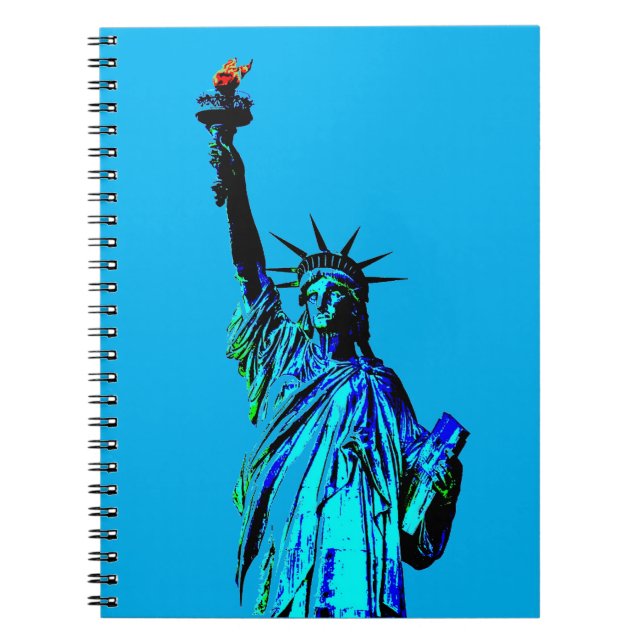 Blue Statue of Lady Liberty Notebook (Front)