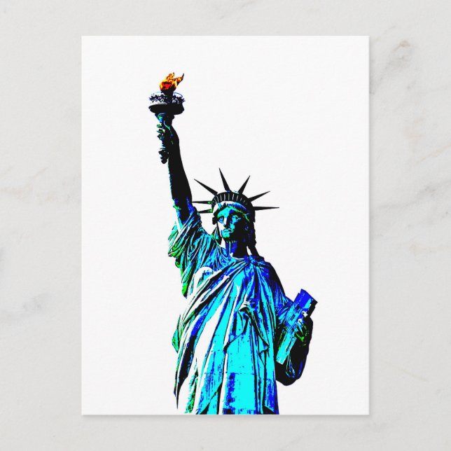 Blue Statue of Lady Liberty Postcard (Front)