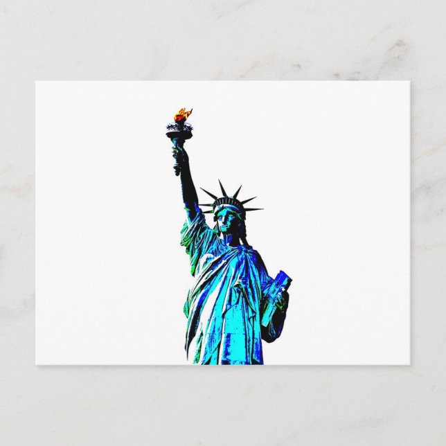 Blue Statue of Lady Liberty Postcard (Front)