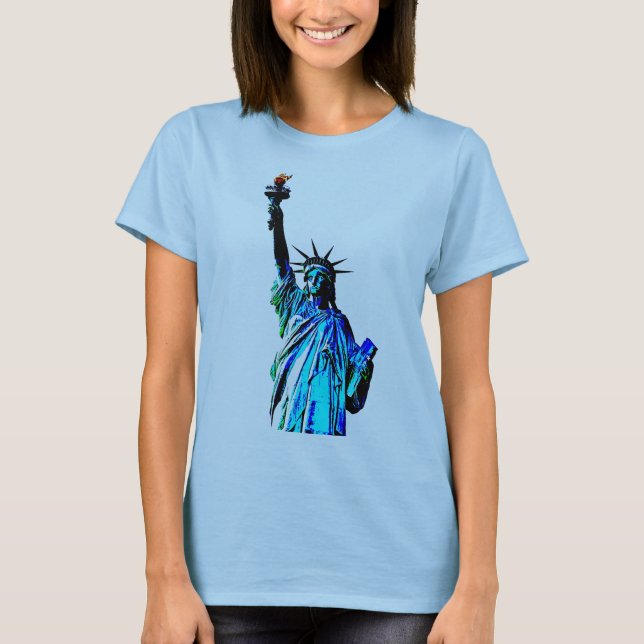 Blue Statue of Lady Liberty T-Shirt (Front)