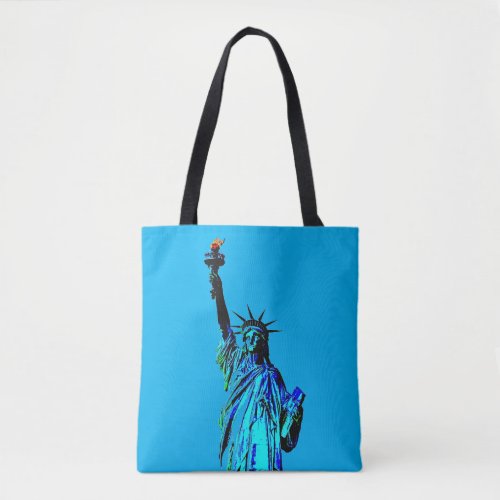 Blue Statue of Lady Liberty Tote Bag