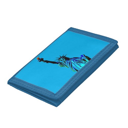 Blue Statue of Lady Liberty Trifold Wallet