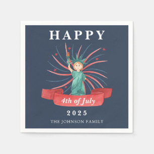 Blue Statue Of Liberty Happy 4th Of July Napkins