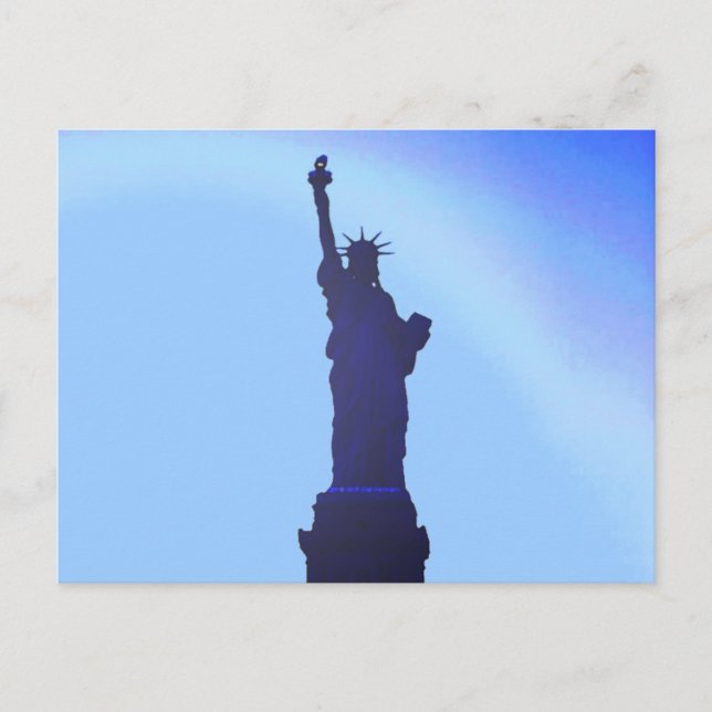Blue Statue of Liberty Silhouette Post Cards (Front)