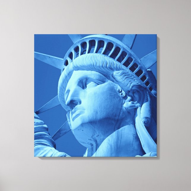 Blue Statue of Liberty Wrapped Canvas Print (Front)