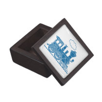 Blue steam train named keepsake box