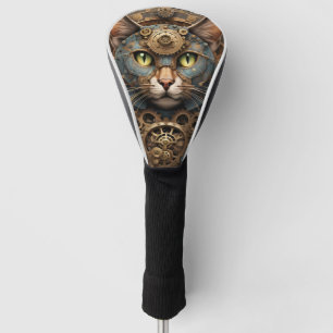blue steampunk cat AI art Golf Head Cover