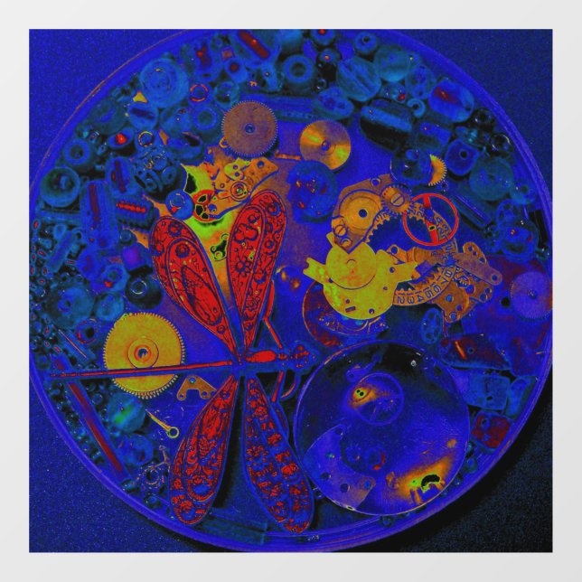Blue Steampunk Dragonfly window cling (Sheet)