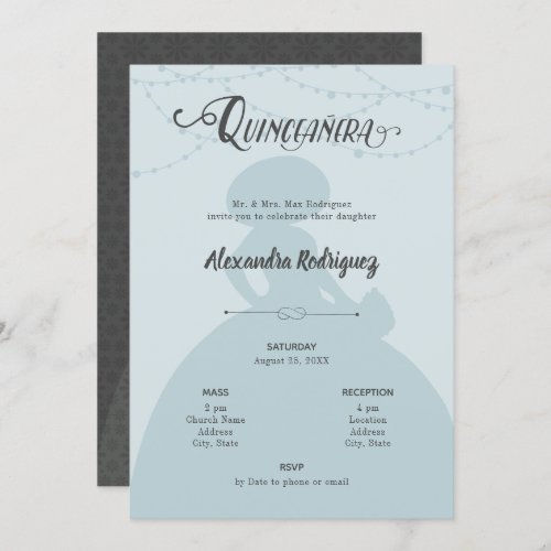 Blue  Steel Charro Silhouette Quinceanera Invitation