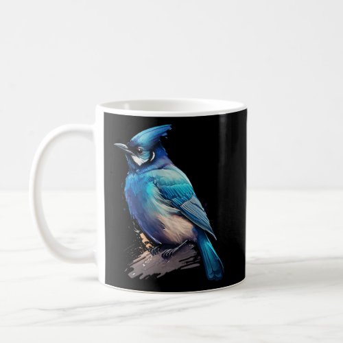Blue Stellar Jay Artistic Bird Watercolor Nature W Coffee Mug