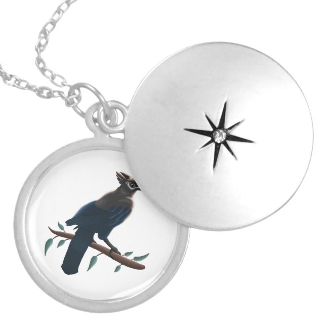 Blue Steller's Jay  Locket Necklace (Front)