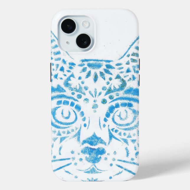 blue stencil cat Case-Mate iPhone case (Back)