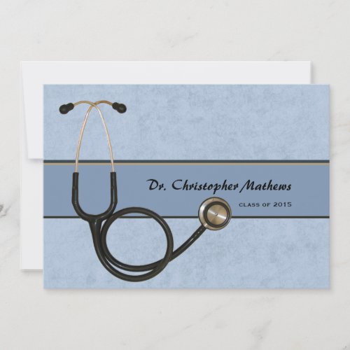 Blue Stethoscope - Graduation Invitation