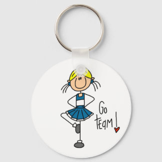Blue Stick Figure Cheerleader T-shirts and Gifts Keychain