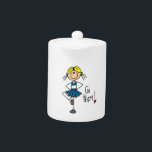 Blue Stick Figure Cheerleader T-shirts and Gifts Teapot<br><div class="desc">Stick figure cheerleading design features a stick figure cheerleader with a blue cheering uniform,  great for girls who love the sport of cheerleading! Cheerleader T-shirts,  mugs,  stickers,  cards,  magnets,  keychains,  mousepads,  and much more.</div>