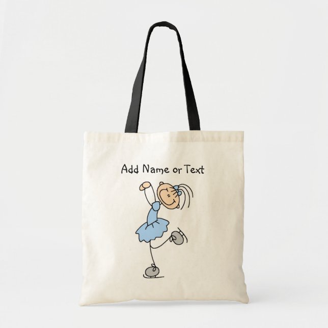 Blue Stick Figure Girl Ice Skater Customized Bag (Front)