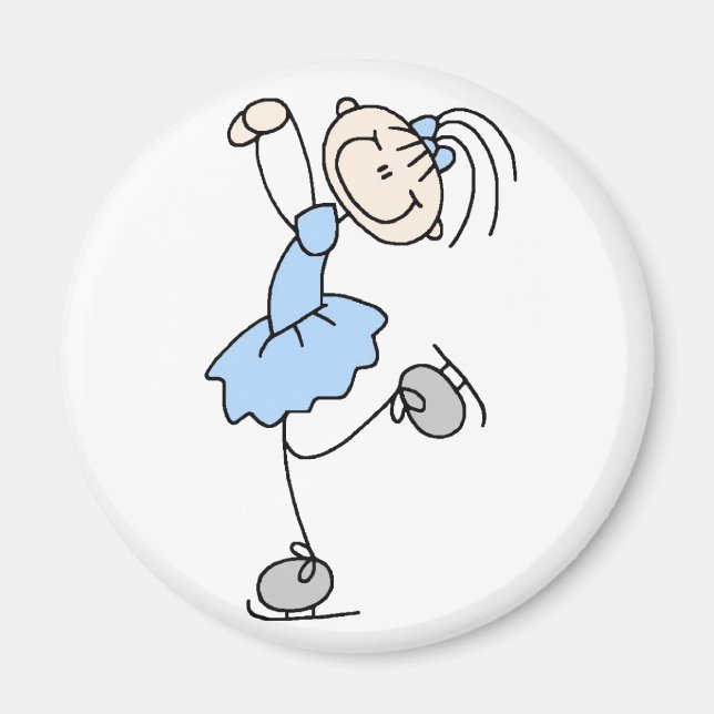 Blue Stick Figure Girl Skater Magnet (Front)