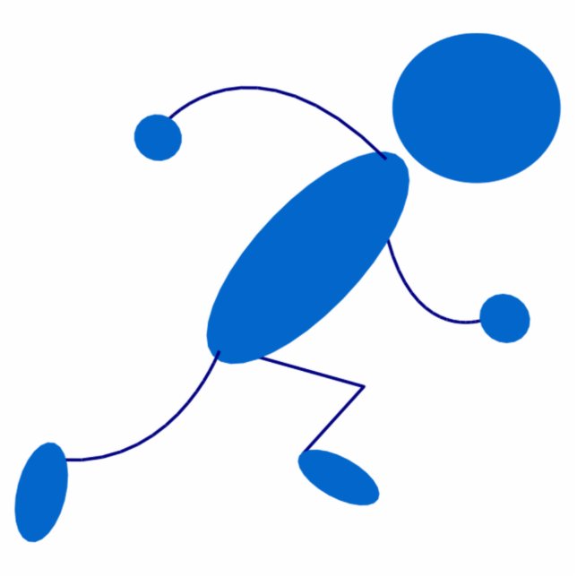 Blue Stick Figure Running Cutout (Front)