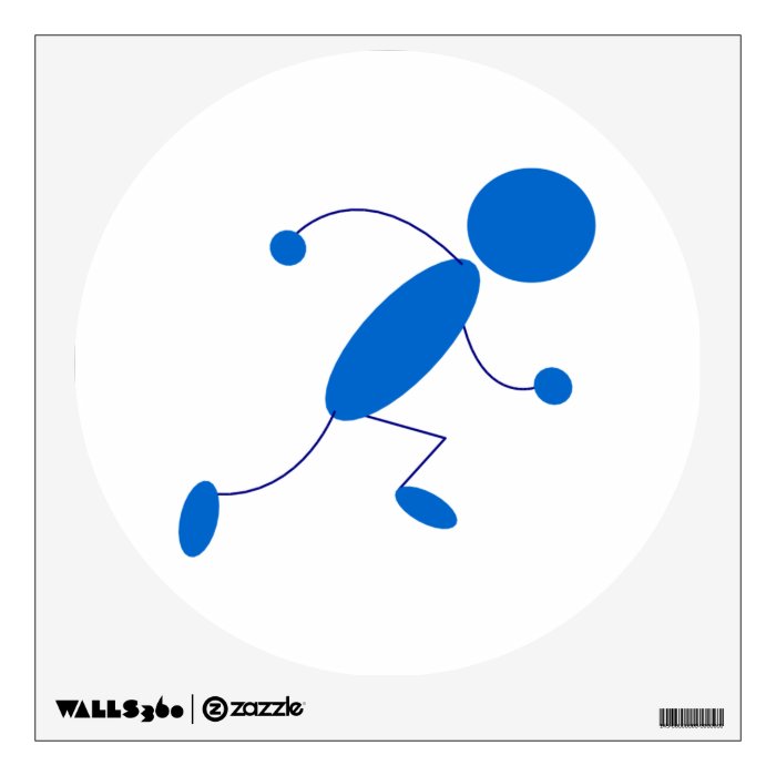 Blue Stick Figure Running Wall Graphic