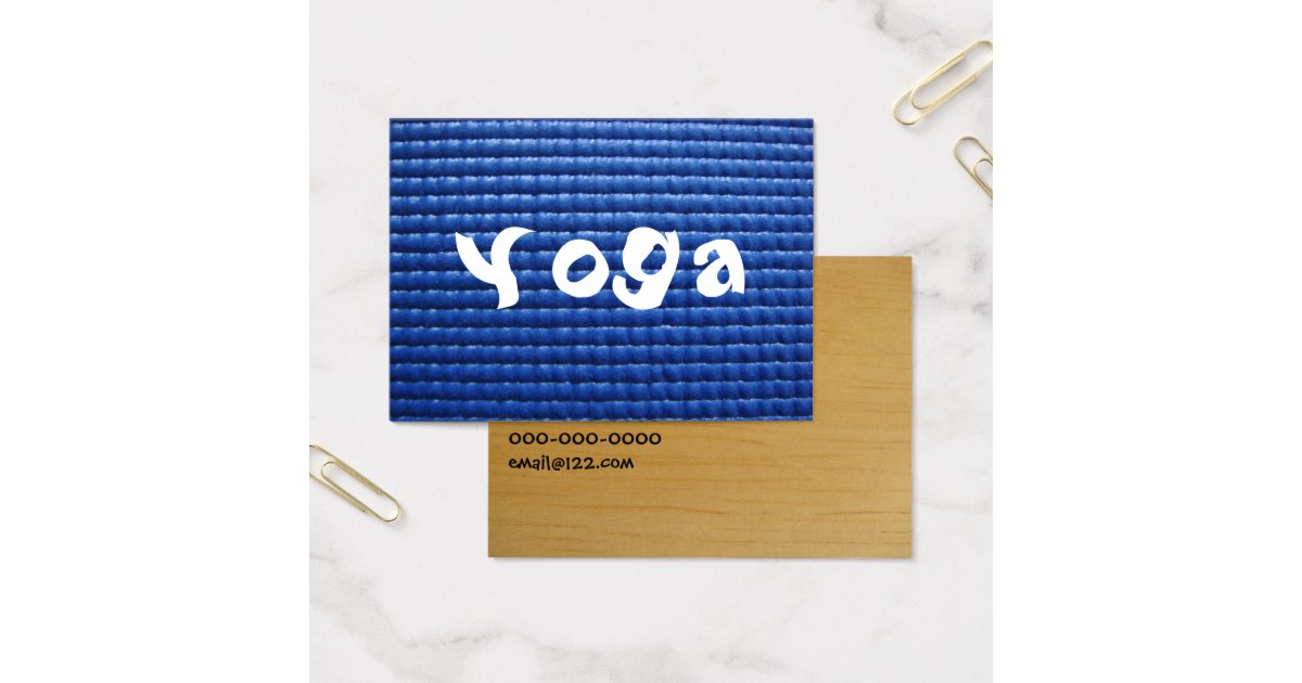 Blue Sticky Yoga Mat & Wood Floor Business Card Zazzle