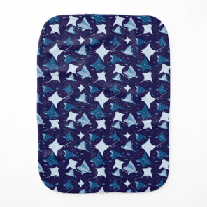 Blue sting ray manta ray fish pattern baby burp cloth