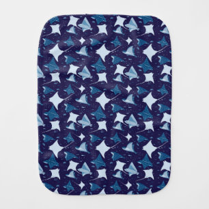 Blue sting ray manta ray fish pattern baby burp cloth