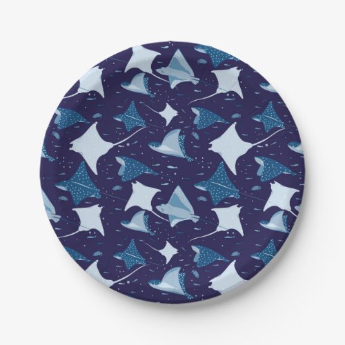 blue stingray fish pattern paper plates