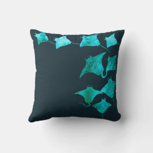 Blue Stingrays Throw Pillow