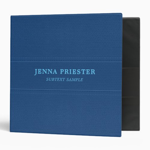 Blue Stitched Faux Leather Look 3 Ring Binder