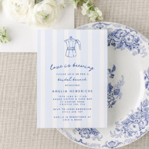 Blue StLove is Brewing Doodle Coffee Bridal Brunch Invitation