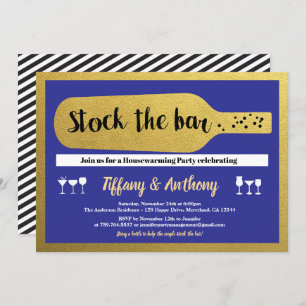 Blue stock the bar invitation couples shower
