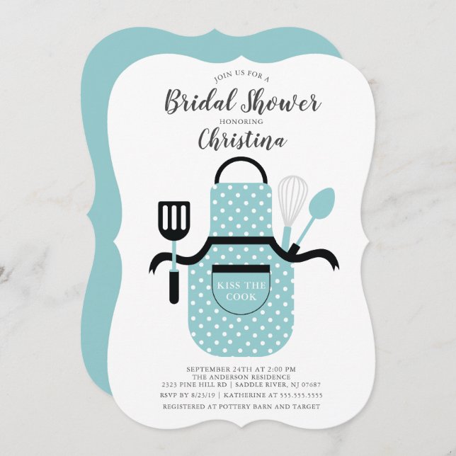 Blue Stock the Kitchen Bridal Shower Invitation (Front/Back)