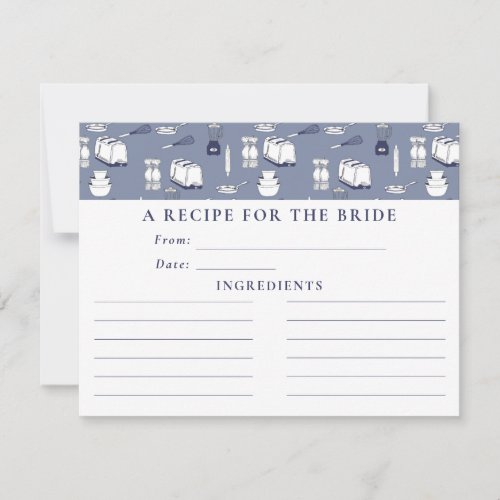 Blue Stock The Kitchen Bridal Shower Recipe Card