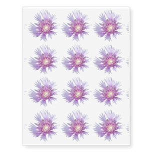 Blue Stokes Aster Flower Blossom Temporary Tattoos