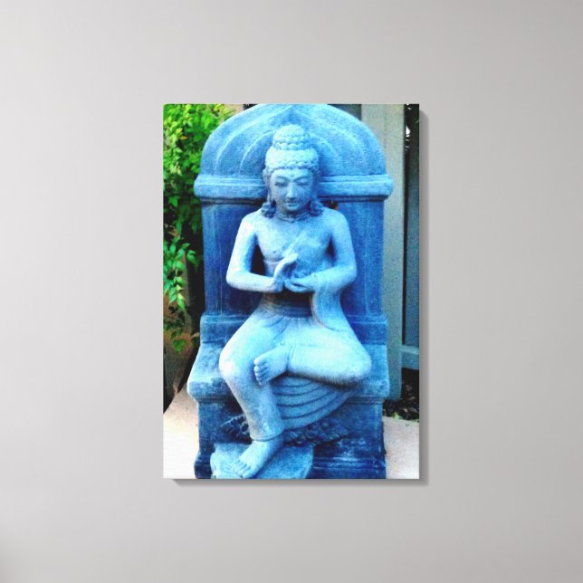 blue stone buddha wrapped canvas print (Front)