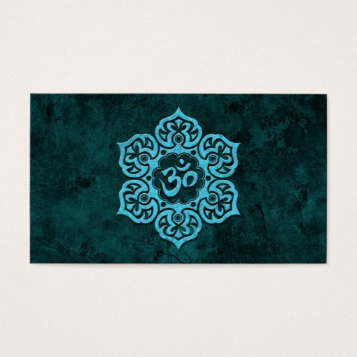 Customizable Blue Stone Floral Om Business Card Templates