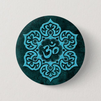 Blue Stone Floral Om Button