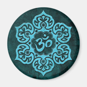 Blue Stone Floral Om Magnet