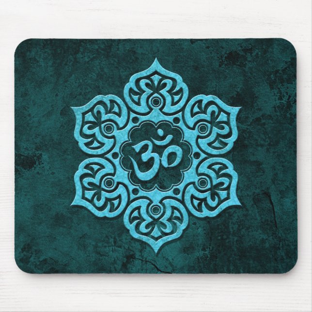 Blue Stone Floral Om Mouse Pad (Front)
