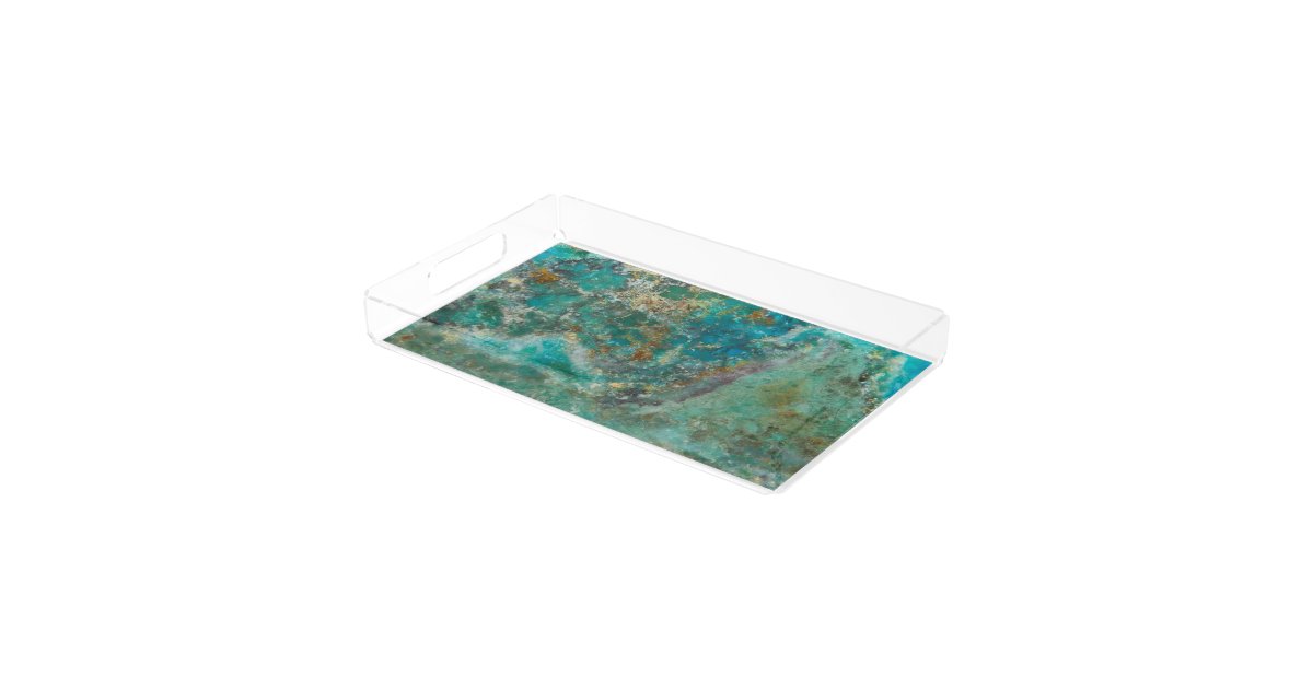 Blue Stone Image Acrylic Tray Zazzle