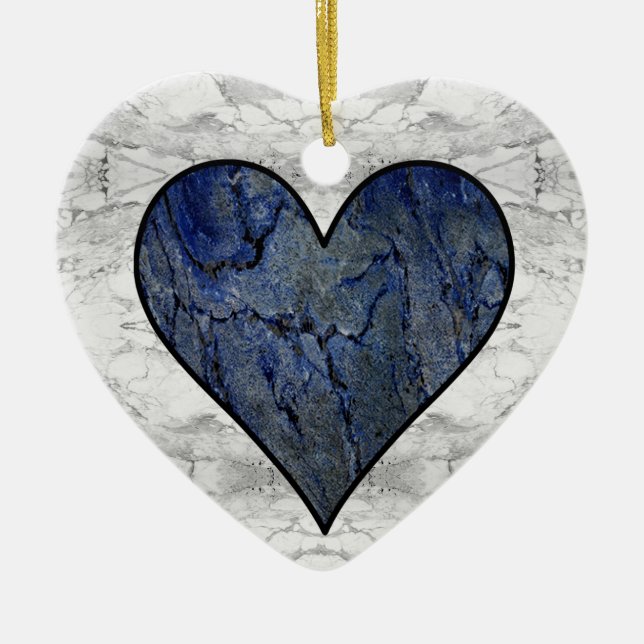 Blue Stone Marble Pattern Ceramic Ornament (Front)