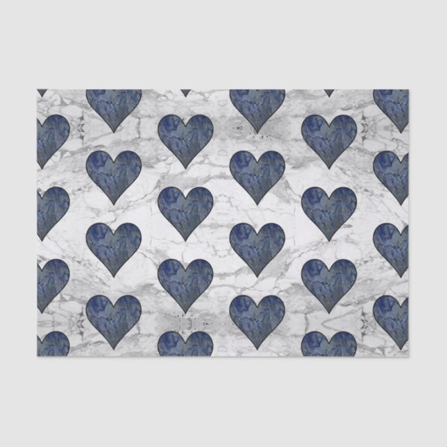 Blue Stone Marble Pattern Tissue Paper (Front)