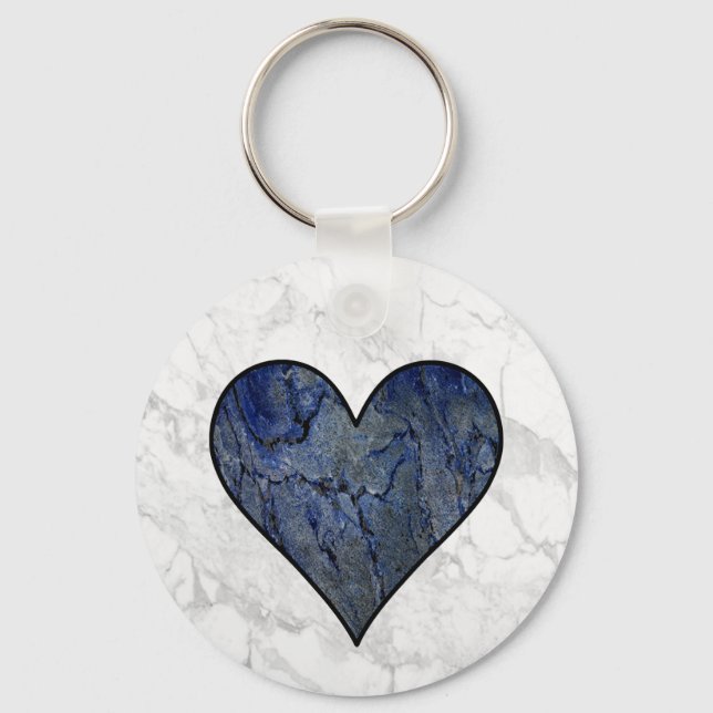 Blue Stone Marbled Pattern Keychain (Front)