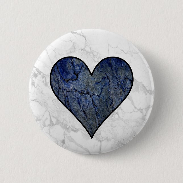 Blue Stone Marbled Pattern Pinback Button (Front)