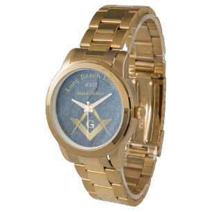 Blue Stone Monogrammed Masonic  Watch
